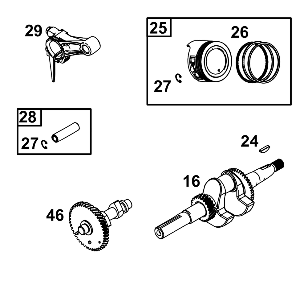 Crankshaft Group Diagram and Parts List for 83132-0233-H5  Briggs and Stratton Engine